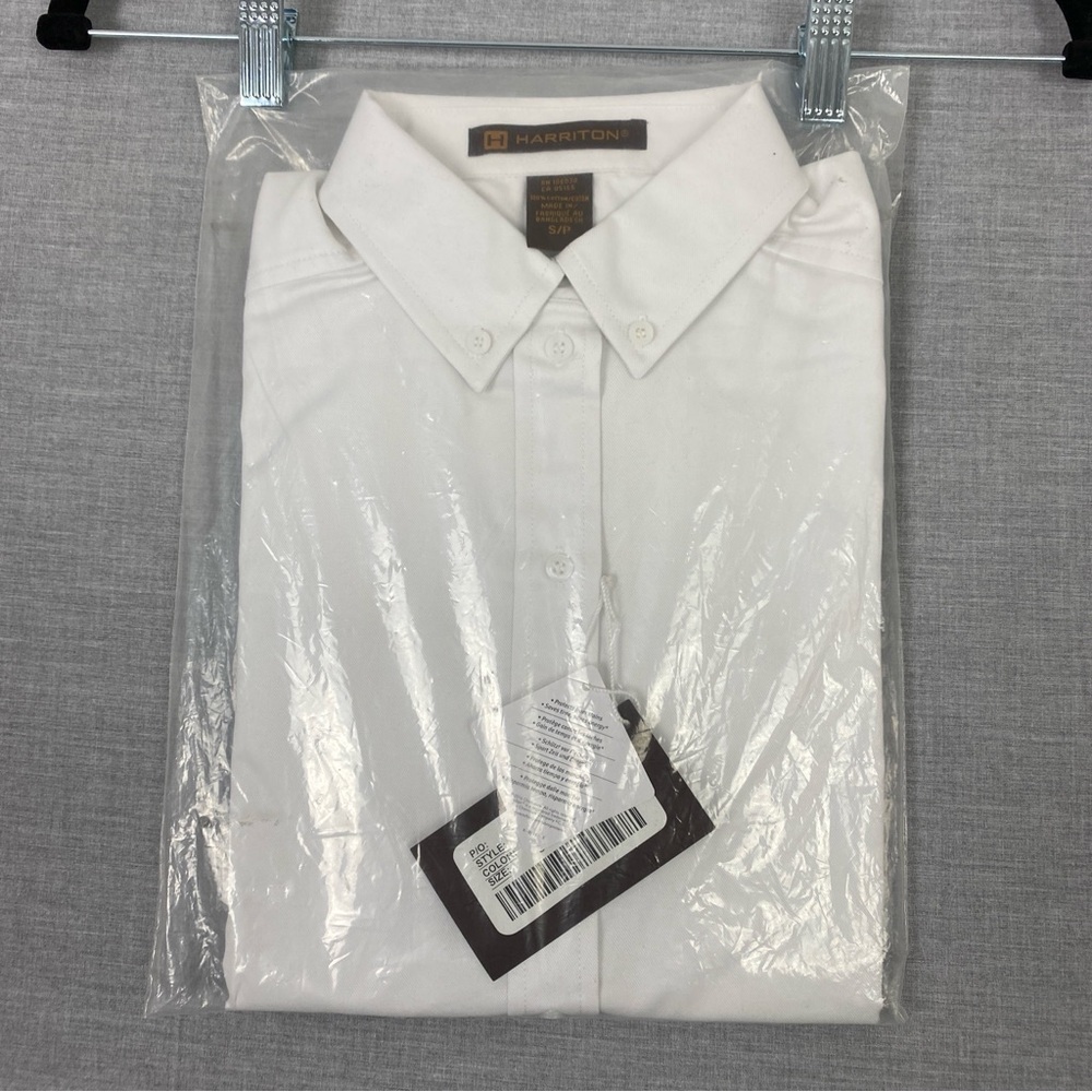 Harrington White Uniform Dress Shirt Top Cotton Button Down NEW Small